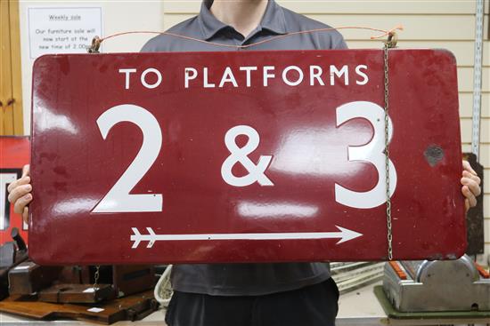 An enamel railway sign